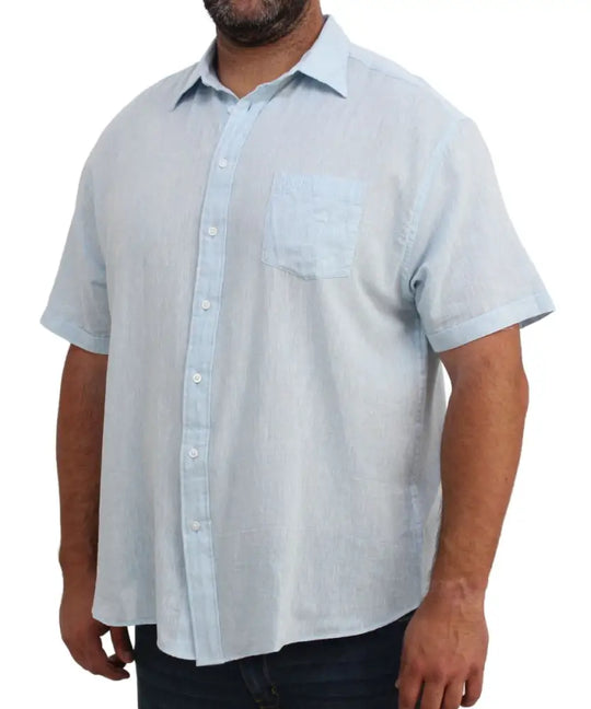 Mens Short Sleeve Mock Linen Shirt