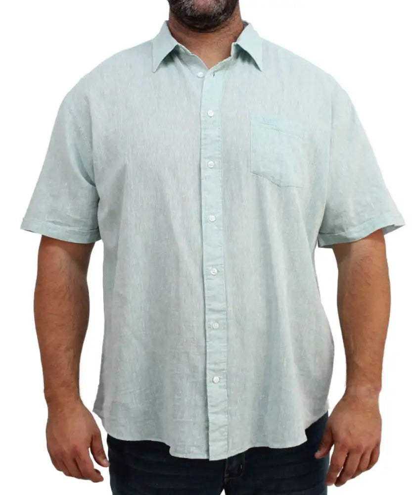 Mens Short Sleeve Mock Linen Shirt | R499.90 | Eagle Clothing | Plus Size | Big & Tall