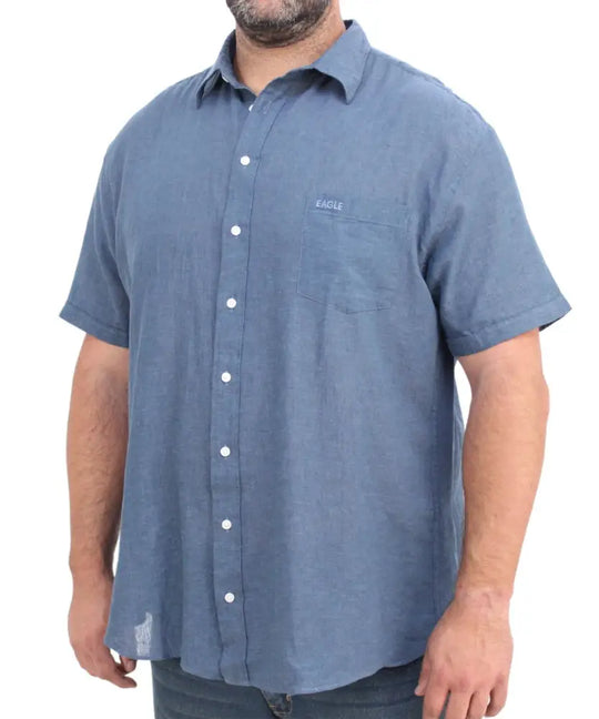 Mens Short Sleeve Mock Linen Shirt