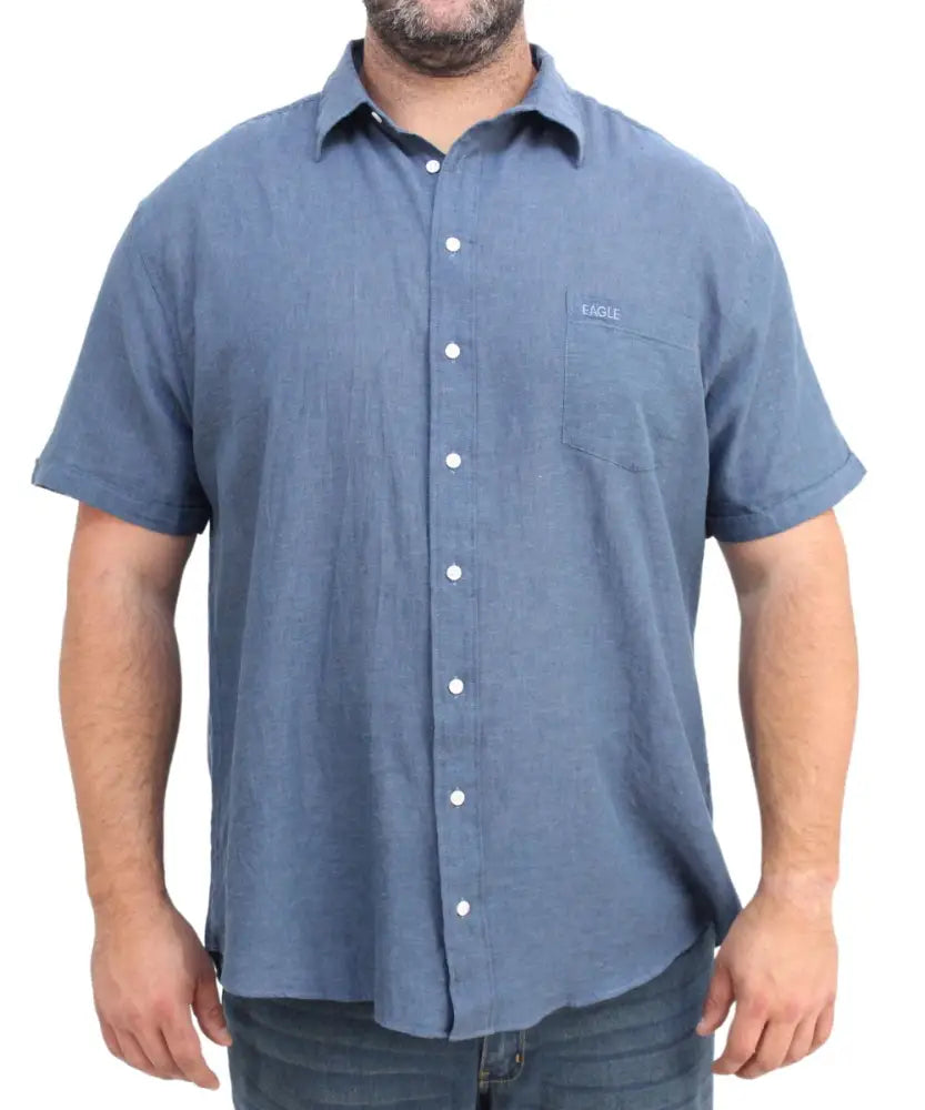Mens Short Sleeve Mock Linen Shirt | R499.90 | Eagle Clothing | Plus Size | Big & Tall