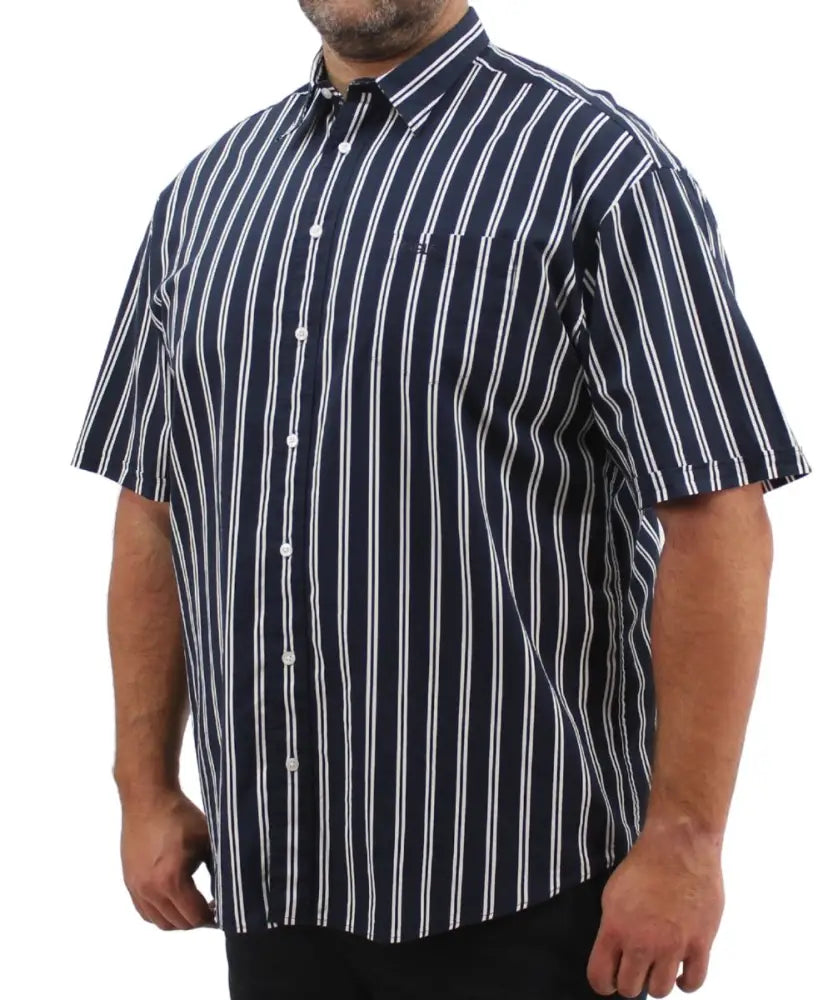 Mens Short Sleeve Stripe Shirt | Eagle Clothing | Plus Size | Big & Tall