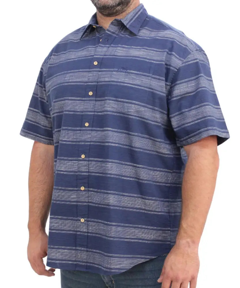 Mens Short Sleeve Stripe Slub Shirt | R499.90 | Eagle Clothing | Plus Size | Big & Tall