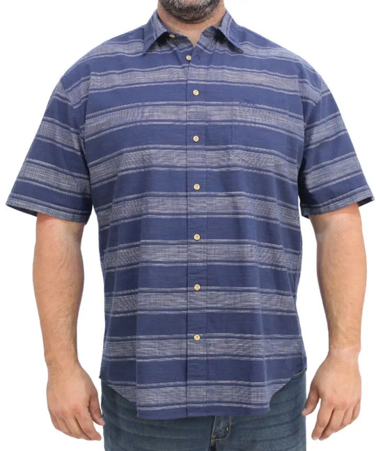 Mens Short Sleeve Stripe Slub Shirt
