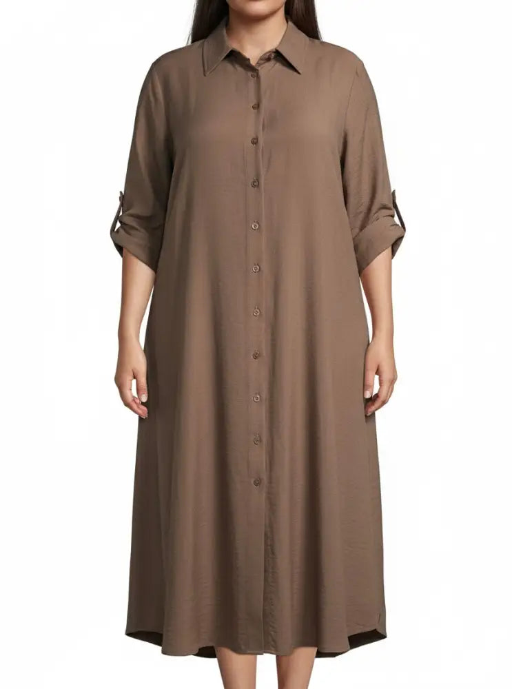 Ladies Plain Collar Shirt Dress