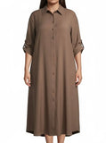 Ladies Plain Collar Shirt Dress