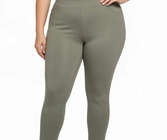 Ladies Plain Ponti Leggings OLIVE