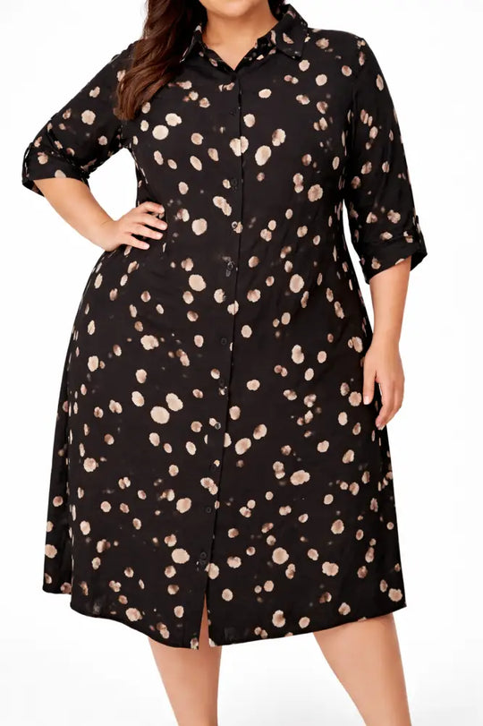 Ladies Printed Collar Tab Shirtdress