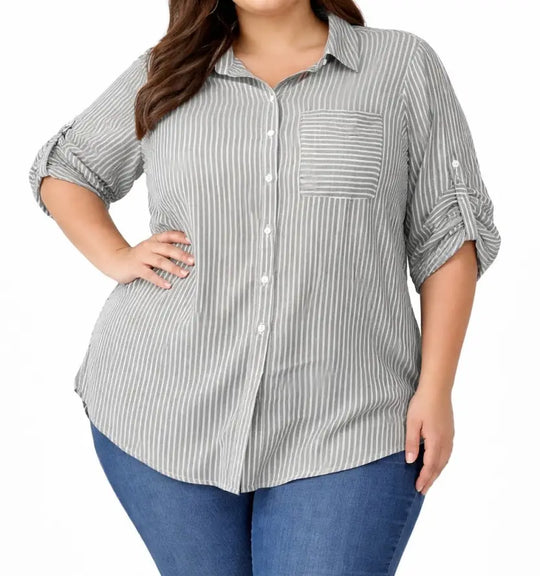 Ladies Stripe Tab Collar Shirt