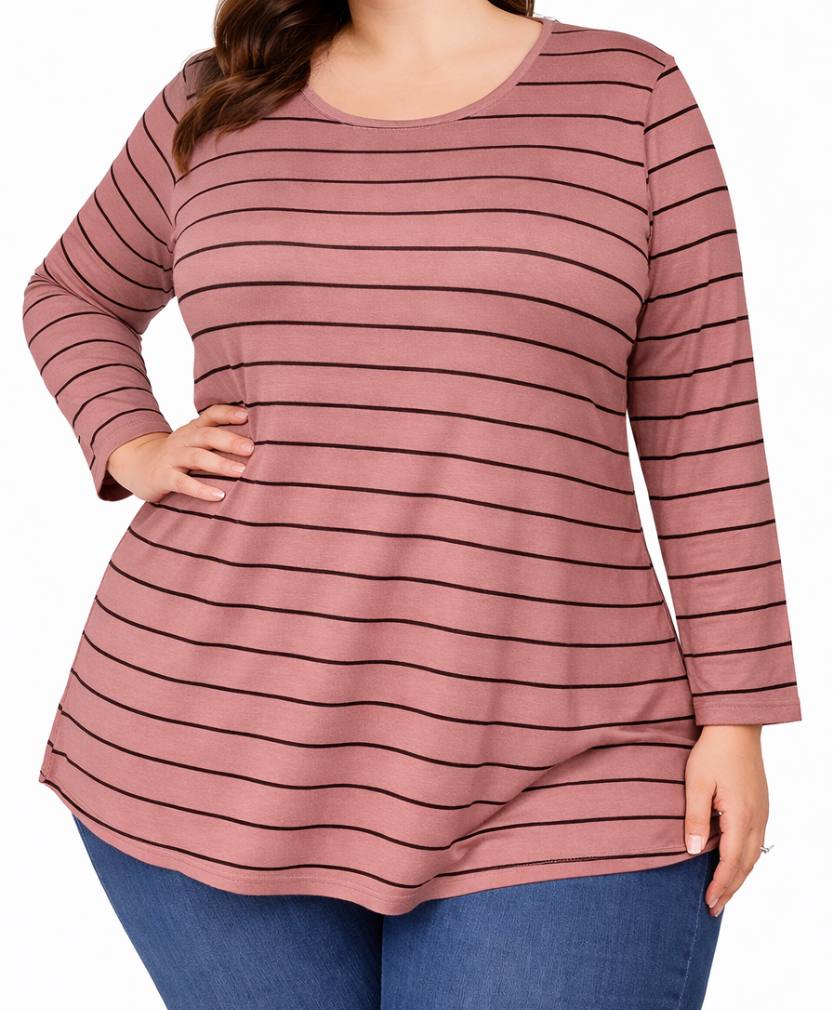 Ladies Stripe Polyspan Tee