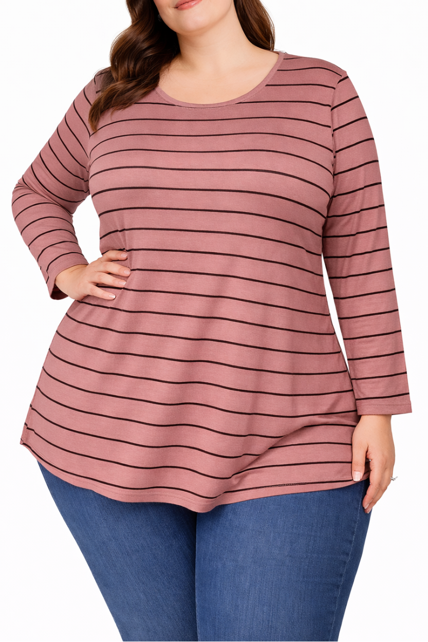 Ladies Stripe Polyspan Tee