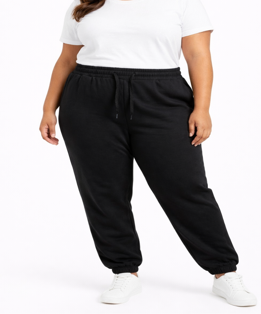 Ladies Basic Trackpants Cuff Black